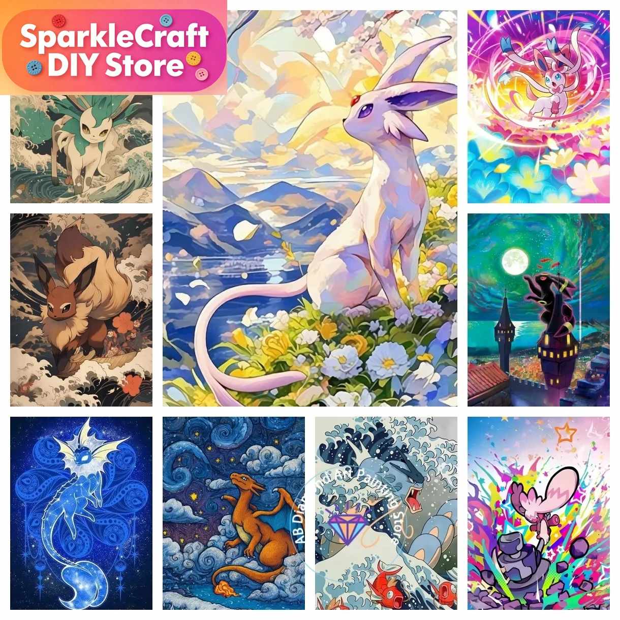 Resin Art Gift - 1 adet çerçevesiz Pikachu Charizard Eevee