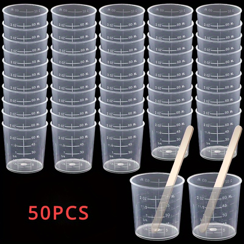 Resin Mixing Cup - 50 Adet Dereceli Bardak Şeffaf Epoksi