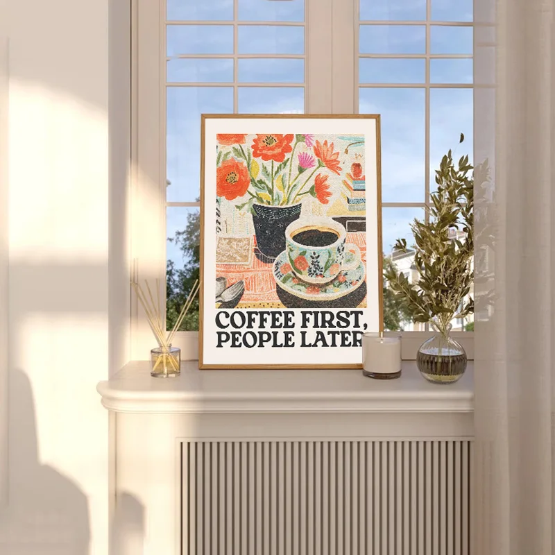 Resin Art Gallery - Kahve Çiçeği Retro Duvar Sanatı Posteri