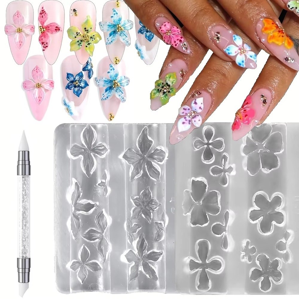 Resin Art Templates Free - Yeni 3 Adet/Set 3D Tırnak Kalıbı
