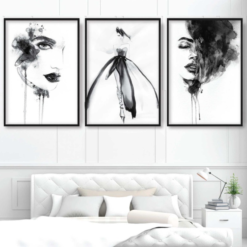 Resin Art Gallery - Mürekkep Boyama Moda Siyah Beyaz Baskılar
