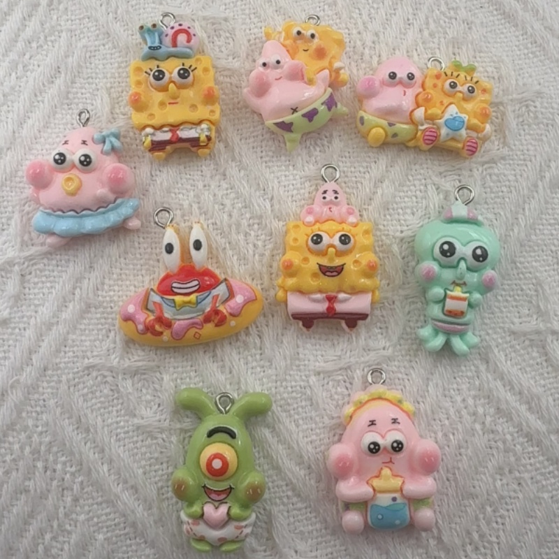Resin Art Diy Kit - 10 adet karikatür reçine kolye ucu,