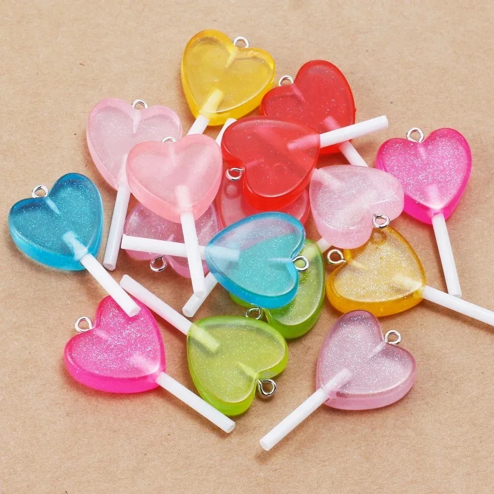 Resin Art Diy Kit - 10 Adet Kawaii Işıltılı Kalp Şeklinde