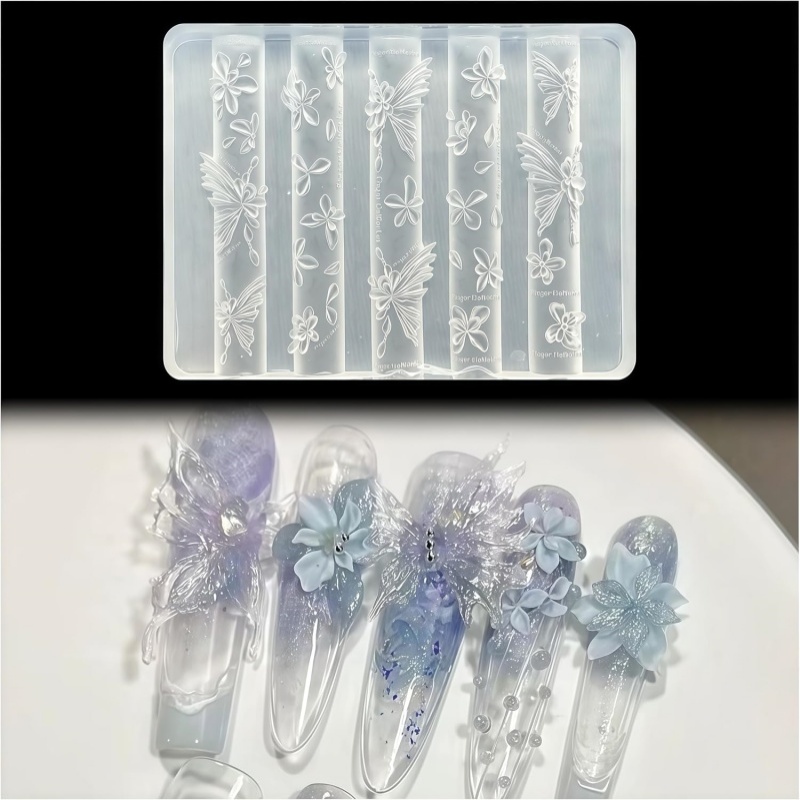 Resin Art Templates Free - 3D Kelebek Çiçek Jel Tırnak Sanatı